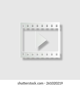 film strip with play  - vector icon with shadow