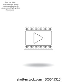 film strip with play - vector icon with shadow