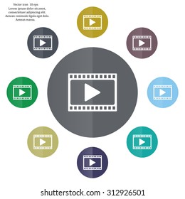 film strip with play - vector icon with shadow