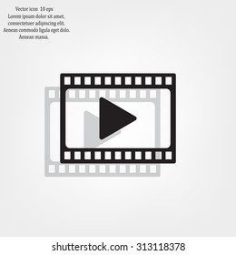 film strip with play - vector icon with shadow
