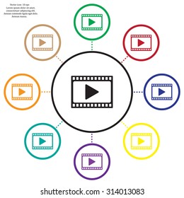 film strip with play - vector icon with shadow