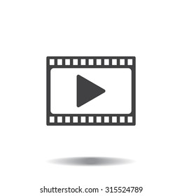 film strip with play - vector icon with shadow