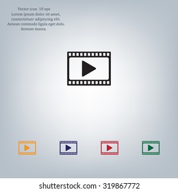 film strip with play - vector icon with shadow