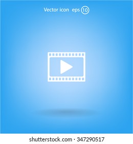 film strip with play - vector icon with shadow