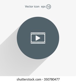 film strip with play - vector icon with shadow