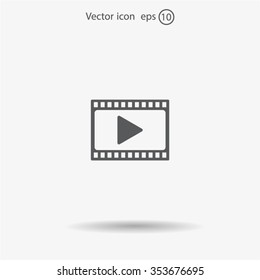 film strip with play - vector icon with shadow