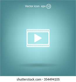 film strip with play - vector icon with shadow