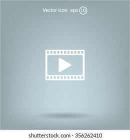 film strip with play - vector icon with shadow