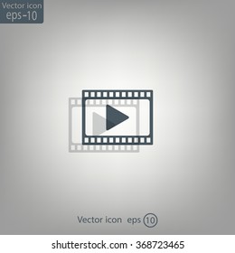 film strip with play - vector icon with shadow