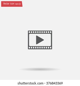 film strip with play - vector icon with shadow