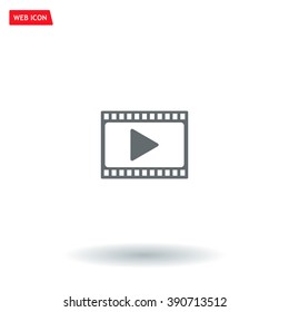 film strip with play - vector icon with shadow