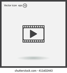 film strip with play - vector icon with shadow