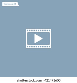 film strip with play - vector icon with shadow