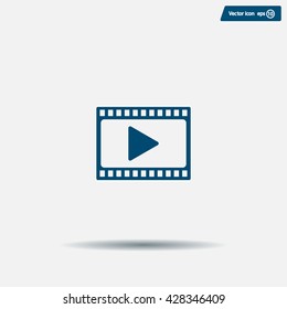 film strip with play - vector icon with shadow