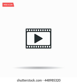 film strip with play - vector icon with shadow