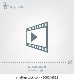 film strip with play - vector icon with shadow