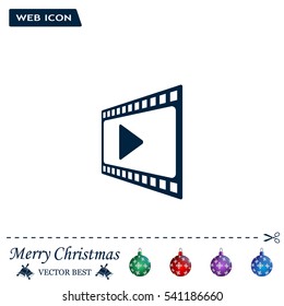 film strip with play - vector icon with shadow