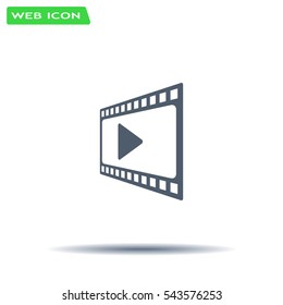 film strip with play - vector icon with shadow