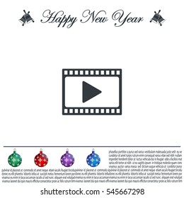 film strip with play - vector icon with shadow