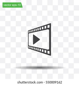 film strip with play - vector icon with shadow