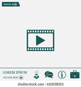 film strip with play - vector icon with shadow