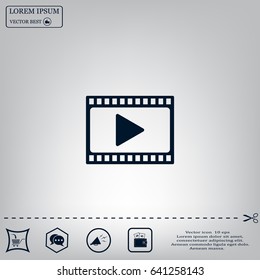 film strip with play - vector icon with shadow
