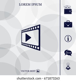 film strip with play - vector icon with shadow