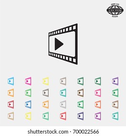 film strip with play - vector icon with shadow