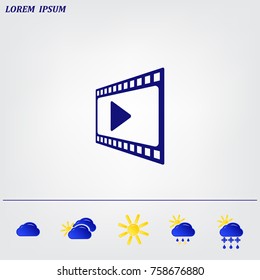 film strip with play - vector icon with shadow