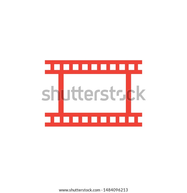Film Strip Red Icon On White Background.\
Red Flat Style Vector\
Illustration.