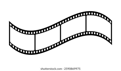 Film strip reel icon. Cinema or movie roll with frames. Blank negative film. Retro black and white film tape of 35mm. Video tape, photo film strip frame on isolated white background. Vector