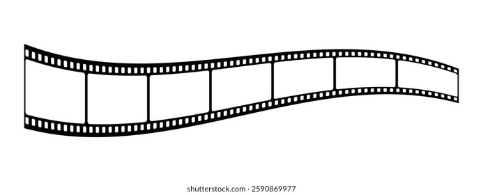 Film strip reel icon. Cinema or movie roll with frames. Blank negative film. Retro black and white film tape of 35mm. Video tape, photo film strip frame on isolated white background. Vector