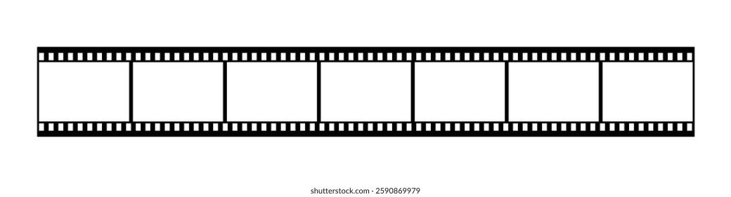 Film strip reel icon. Cinema or movie roll with frames. Blank negative film. Retro black and white film tape of 35mm. Video tape, photo film strip frame on isolated white background. Vector