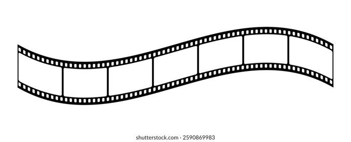 Film strip reel icon. Cinema or movie roll with frames. Blank negative film. Retro black and white film tape of 35mm. Video tape, photo film strip frame on isolated white background. Vector