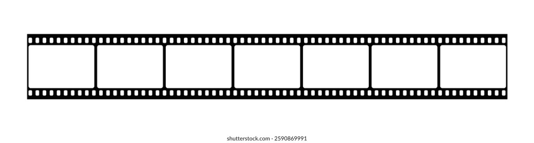 Film strip reel icon. Cinema or movie roll with frames. Blank negative film. Retro black and white film tape of 35mm. Video tape, photo film strip frame on isolated white background. Vector