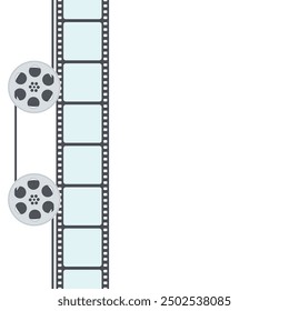 Film strip with reel on a white background. Vector illustration graphic design