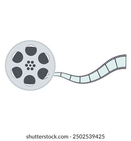 Film strip with reel on a white background. Vector illustration graphic design