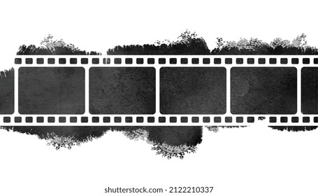 film strip reel watercolor grunge background