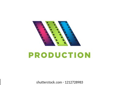 film strip, film roll, cinema production logo Designs Inspiration Isolated on White Background