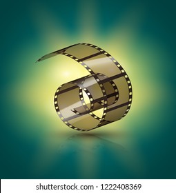 Film strip roll. Cinema tape design. Filmstrip movie entertainment. Cinematography frame.