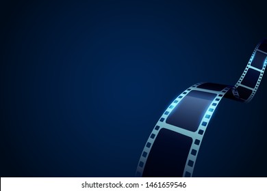 Film strip roll frame cinema with place for text. Vector cinema festival poster, banner or flyer background. Art design reel cinema filmstrip template.Movie time and entertainment concept. EPS 10