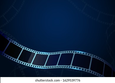 Film strip roll frame cinema background with place for text. Vector cinema festival poster, banner or flyer. Art design reel cinema filmstrip template. Movie time and entertainment concept