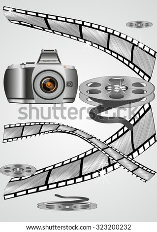 film strip roll set, Grunge at cinema, Cinema theme background
