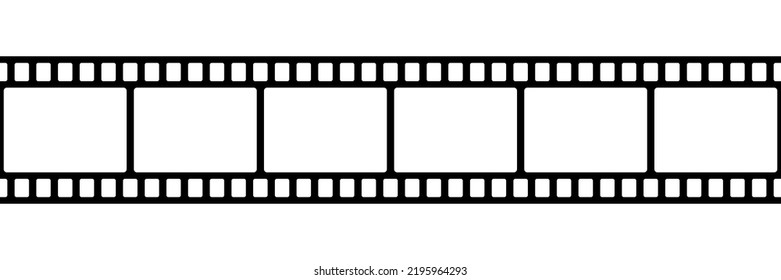 Film strip seamless pattern. Repeated black filmstrip isolated on white background. Element are separated in editable layers. Repeating clipping reel movie. Photo frame tape. Roll camera. Vector