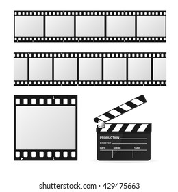 Film Strip Set and Chalkboard. Vector illustration