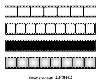 Filmstreifen-Set. Blankorahmen für das Kino. Filmstrip-Retro-Vorlage. Vektorgrafik.