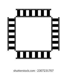 Film strip set cinema strip roll 35mm blank slide vector image. Film frame photo strip high-resolution blank filter