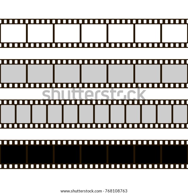 フィルムストリップセット カメラのフィルムのコレクション シネマフレーム ベクターイラスト 白い背景にネガのテンプレート のベクター画像素材 ロイヤリティフリー