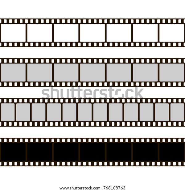 フィルムストリップセット カメラのフィルムのコレクション シネマフレーム ベクターイラスト 白い背景にネガ のテンプレート のベクター画像素材 ロイヤリティフリー