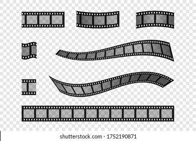 Film strip set. Vector illustration. Cinema production.